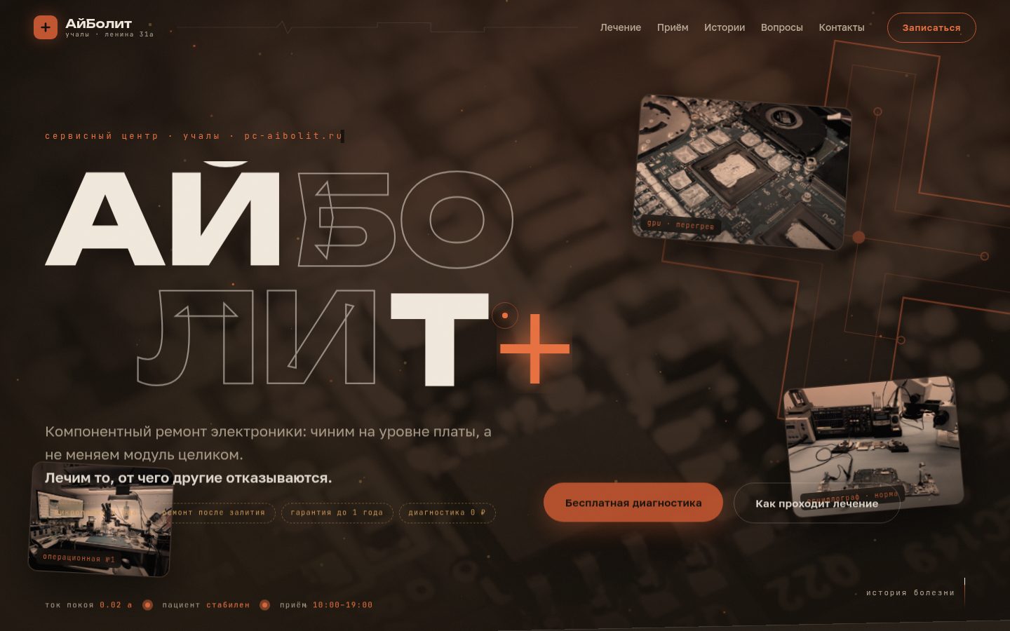 Скриншот сайта Айболит — Бизнес-сайт · Сервисный центр
